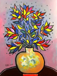 Wahab Jaffar, 36 x 48 Inch, Acrylic on Canvas, Floral Painting, AC-WJF-060
